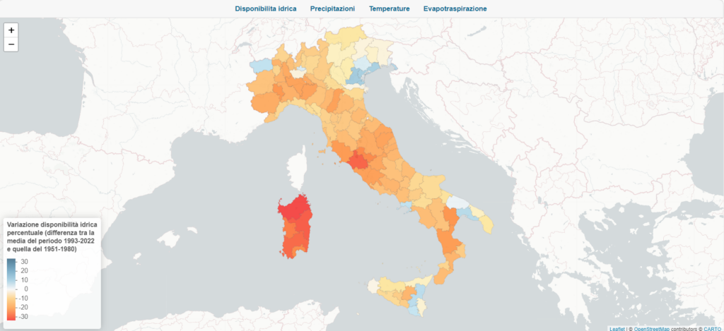 Mappa disponibilità idrica