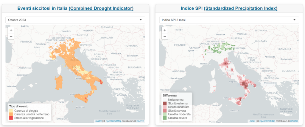 Dati eventi siccitosi e indice SPI